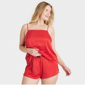 Women's Satin Cami Pajama Top - Auden Red XS